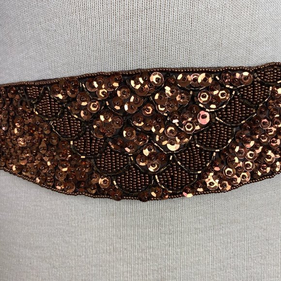 Vintage Brown & Bronze Sequin Belt - Has Original Tags - Straps Broken - Picture 3 of 12